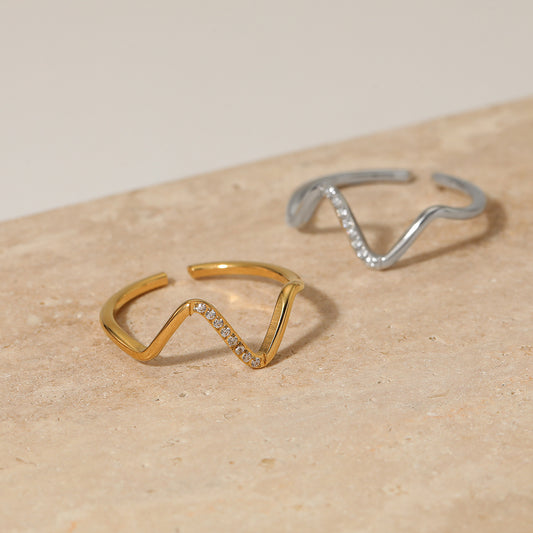 Stainless Steel Wave Ring for Women | Gold and Silver