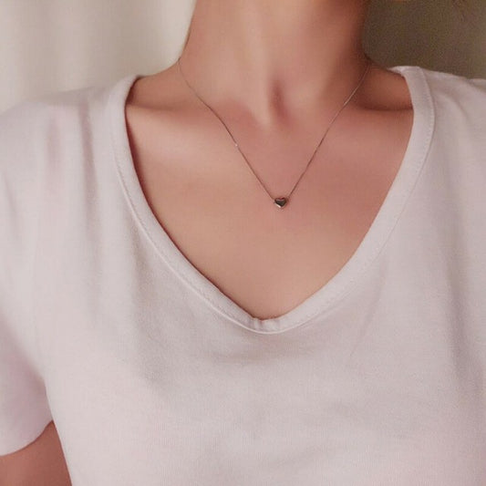 Simple Heart Pendant Collarbone Necklace for Women