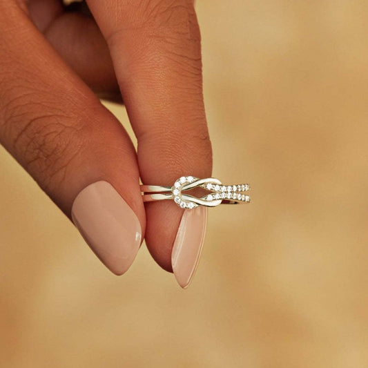 Sterling Silver Love and Friendship Ring | Zircon Inlaid Geometric