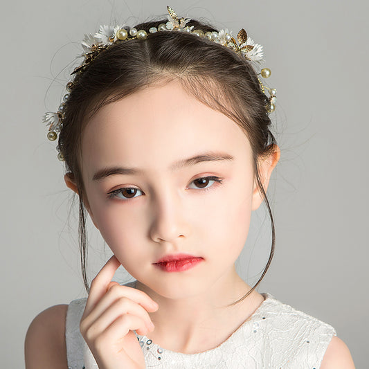 Girls Daisy Garland Headband | Alloy Red Gold Flower Wreath