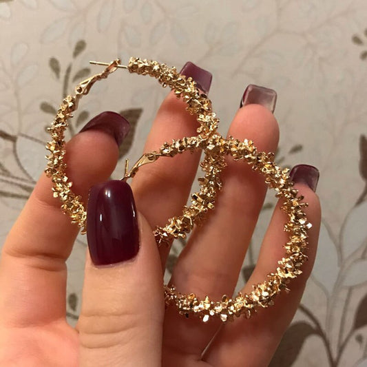 Gold Round Pearl Hoop Earrings | Zinc Alloy Retro Fashion Set