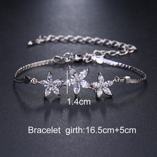 Colorful Zircon Flower Bracelet in Copper