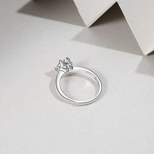 Sterling Silver Zircon Solitaire Ring