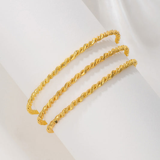 Gold Twist Rope Bracelet for Women | Vacuum Plated Beryllium Copper