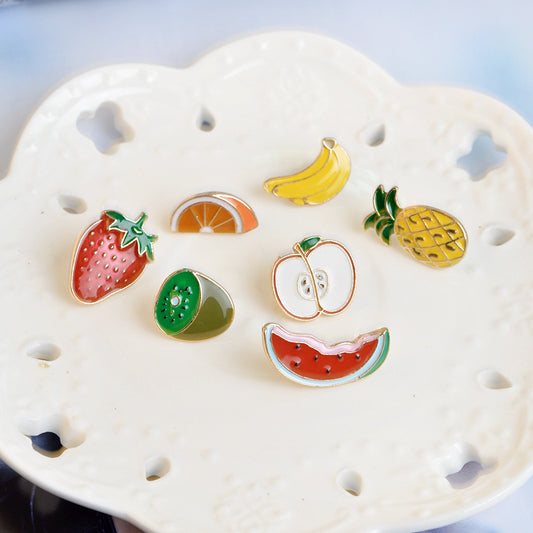 Cartoon Fruit Enamel Brooch | Alloy Baked Varnish Unisex 7 Styles