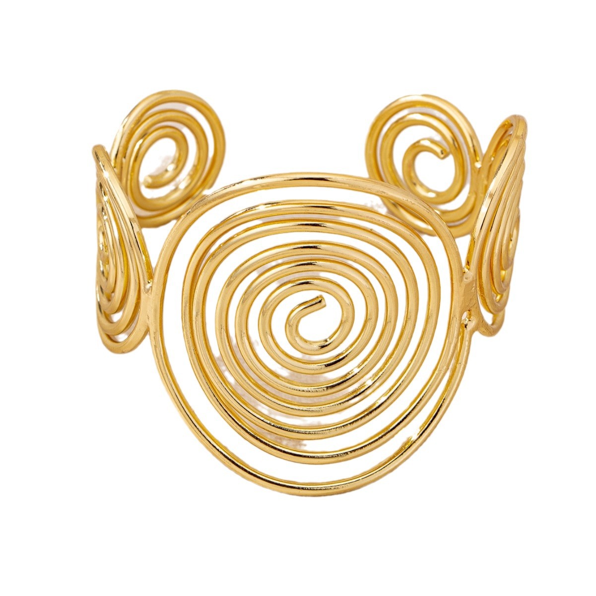 Multi-Layer Cross Open Bracelet in Gold Alloy