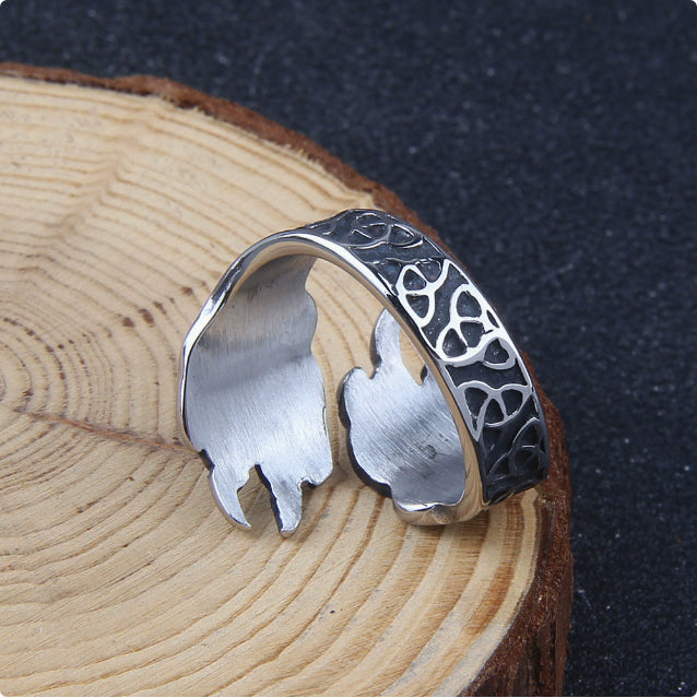 Bear Paw Adjustable Ring | Handcrafted Stainless Steel Unisex