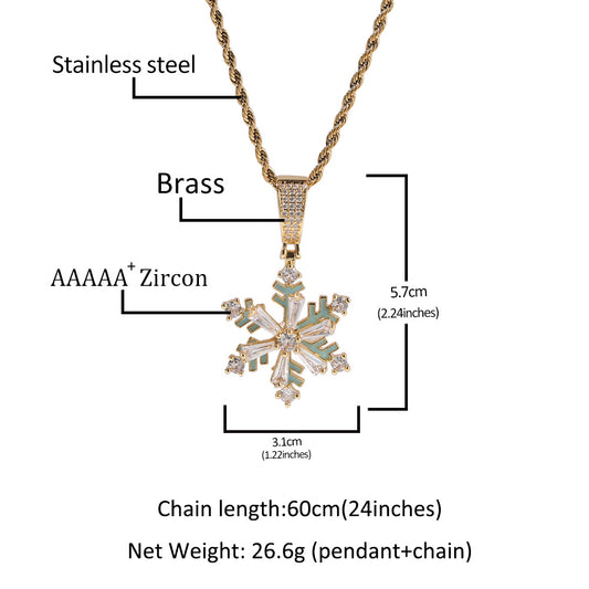 Spinning Snowflake Luminous Pendant Necklace