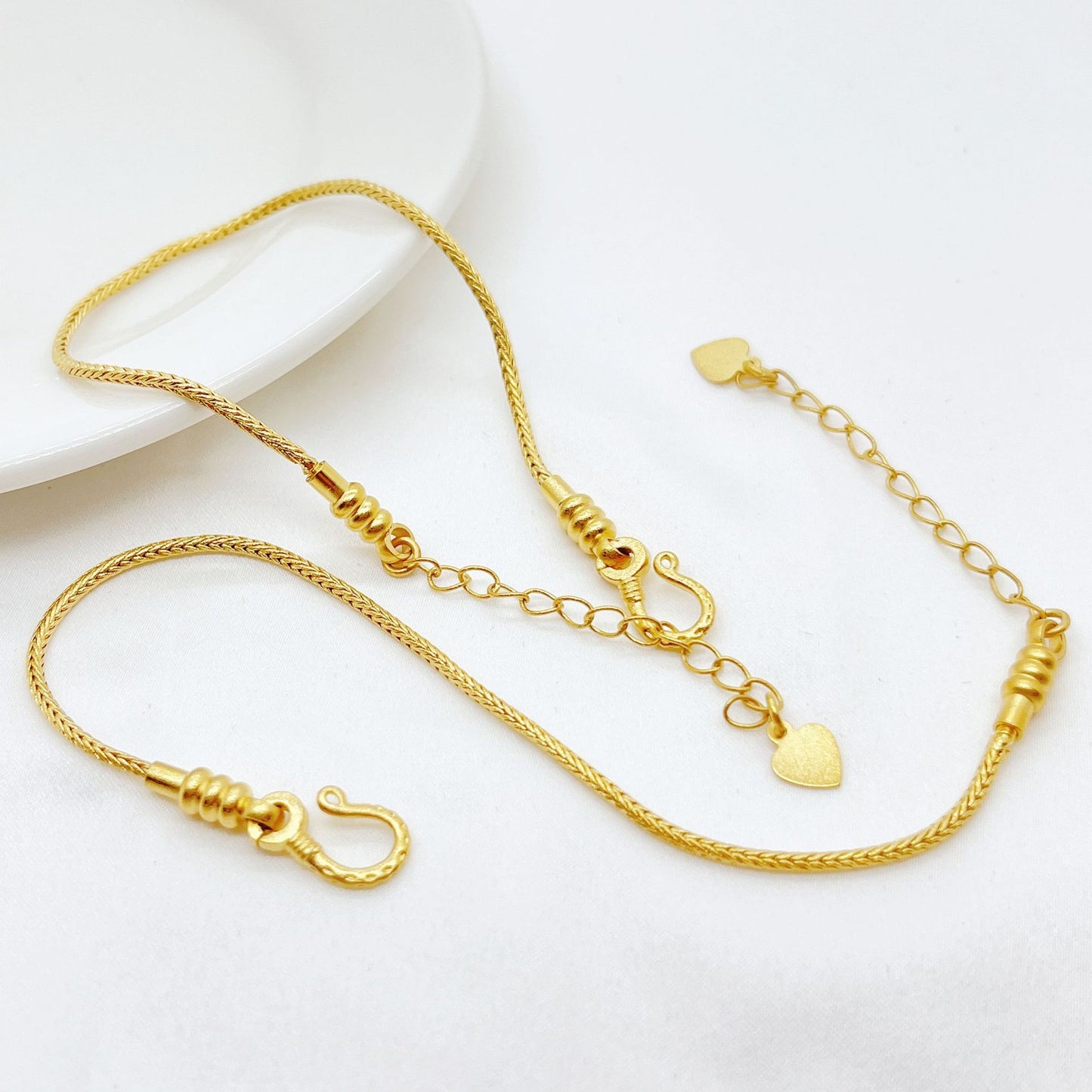 Alluvial Gold Snake Bone Bracelet with DIY Bead Threading