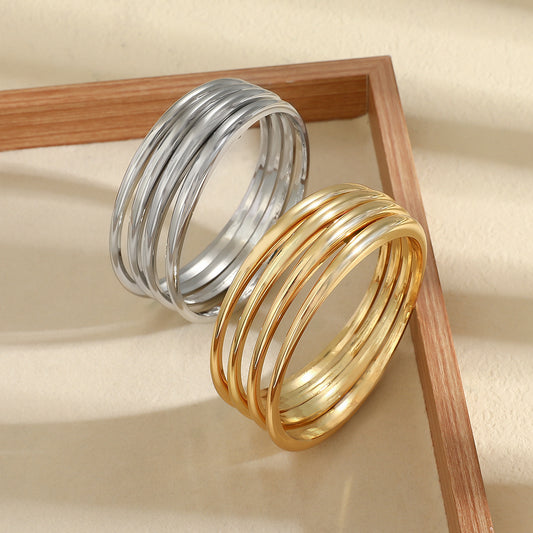 Vintage Wide Plain Bracelet in Gold and Silver