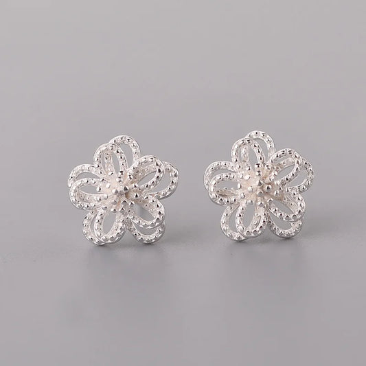 925 Sterling Silver Flower Stud Earrings for Women