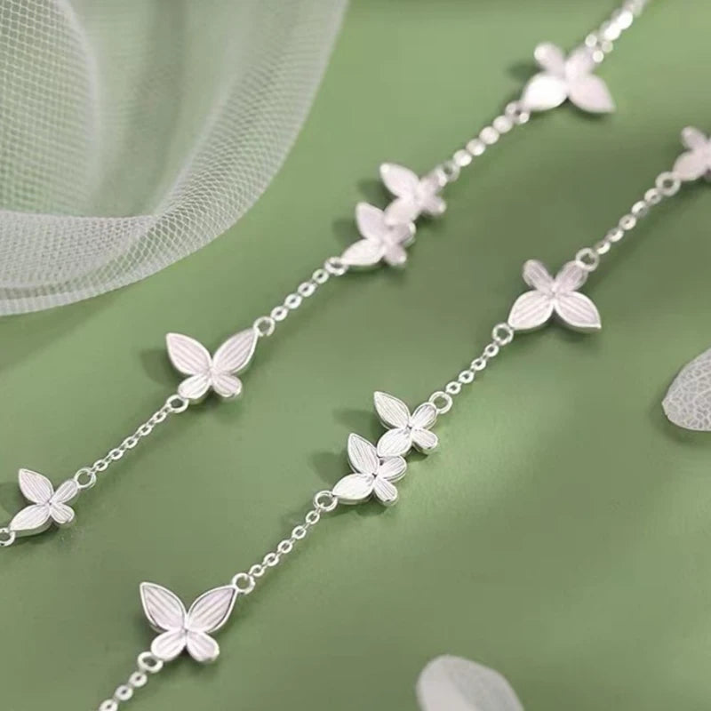 925 Sterling Silver Multiple Butterflies Charm Bracelet for Women