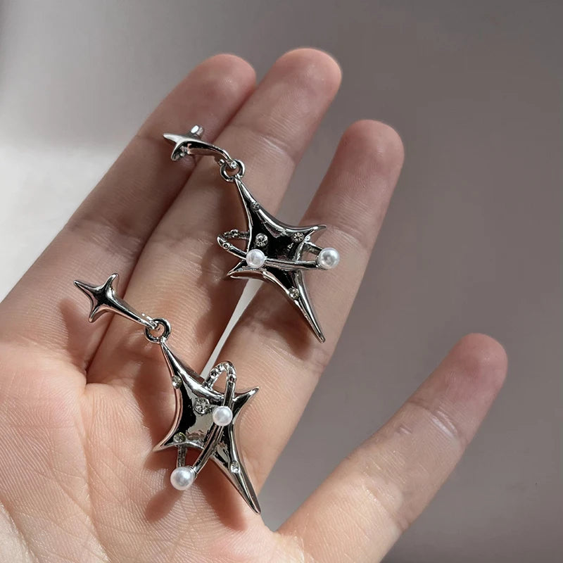 Y2K Star Crystal Drop Dangle Earrings for Women