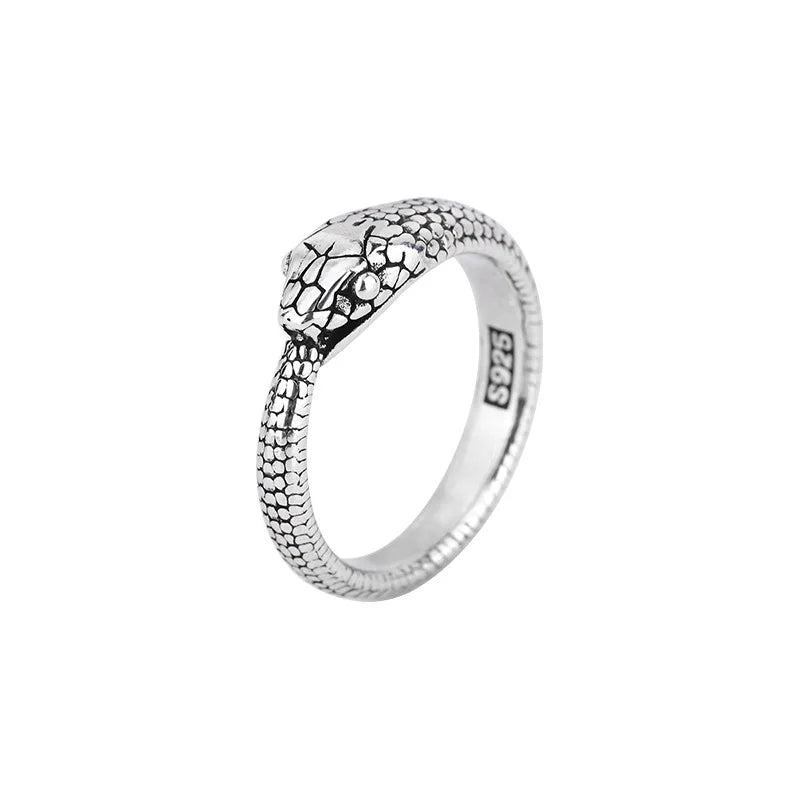 925 Sterling Silver Snake Adjustable Ring for Women