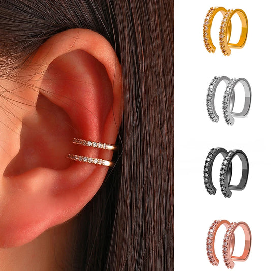 Zircon Cross Geometric Ear Cuff Clip for Women — No Piercing