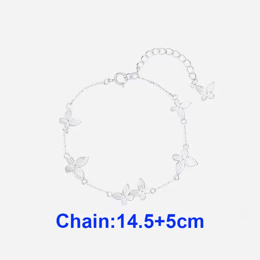 925 Sterling Silver Multiple Butterflies Charm Bracelet for Women