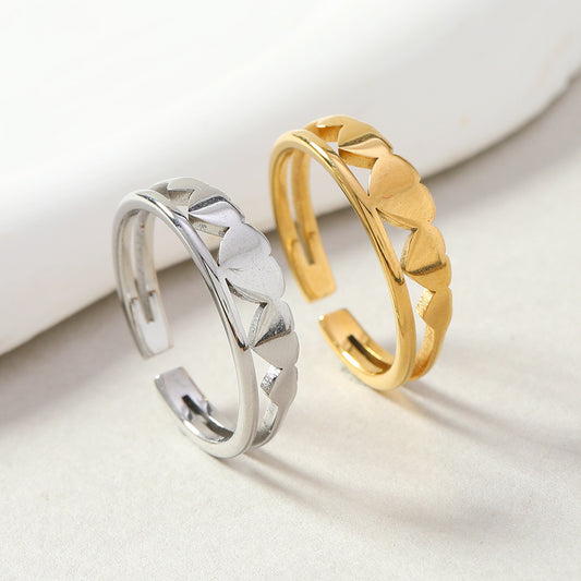 Titanium Steel Open-End Couple Ring | Love Heart Design
