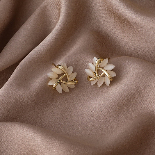 Triangle Opal Stud Earrings | Copper S925 Silver Needle Geometric