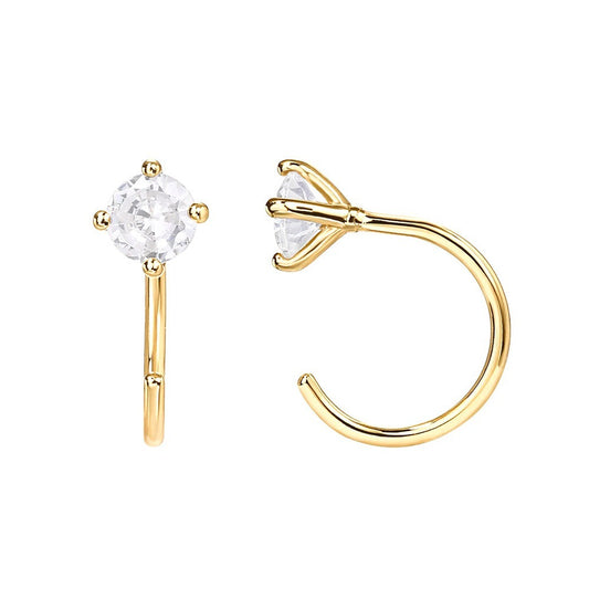 Semicircular Zircon Piercing Earrings | Copper Minimalist Gold Platinum