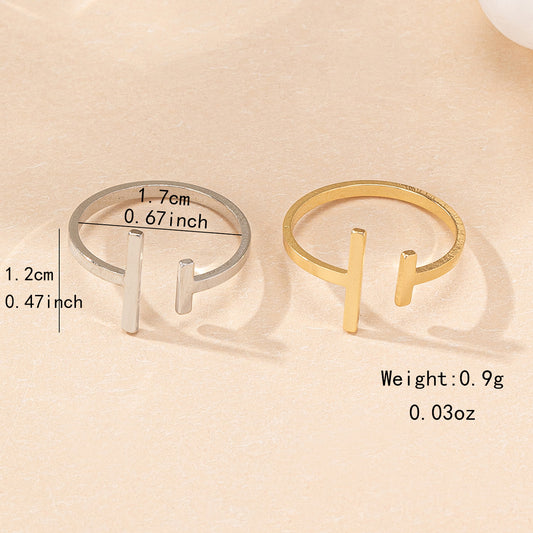 T-Shape Ring | Gold Silver Ferroalloy Elegant Band