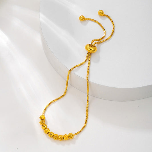 Gold Flower Bead Pull Rope Bracelet | Good Luck Design