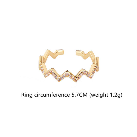 Micro Inlaid Full Diamond Zircon Ring | Copper Adjustable Women's