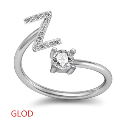 A-Z Initial Letter Ring for Women and Men | Adjustable Alloy