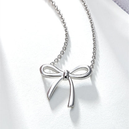 Gold Bow Pendant Collarbone Necklace for Women