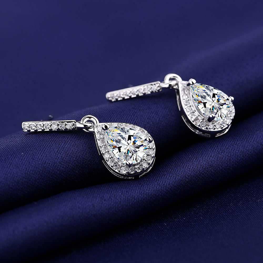 Drop Shape Micro Inlaid Zircon Ear Studs | Copper Multi-Colour