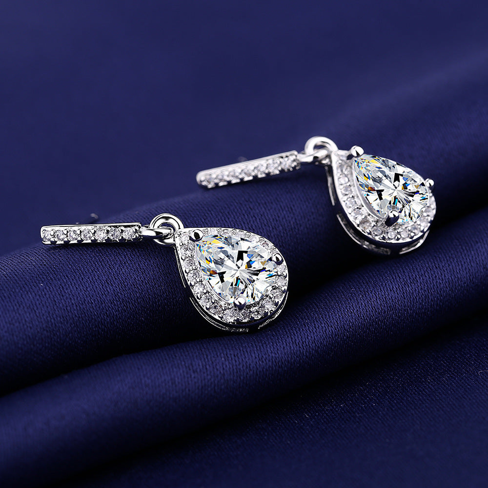 Drop Shape Micro Inlaid Zircon Ear Studs | Copper Multi-Colour