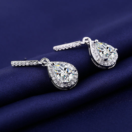 Drop Shape Micro Inlaid Zircon Ear Studs | Copper Multi-Colour