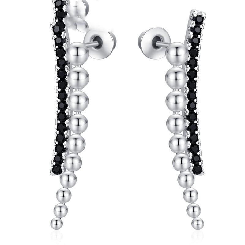 Long Bead Zircon Copper Earrings | Slimming Drop Natural Style