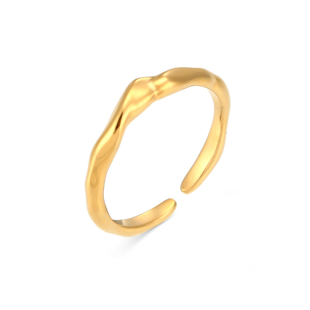Stainless Steel Bamboo Open Ring | Gold INS Style Light Luxury