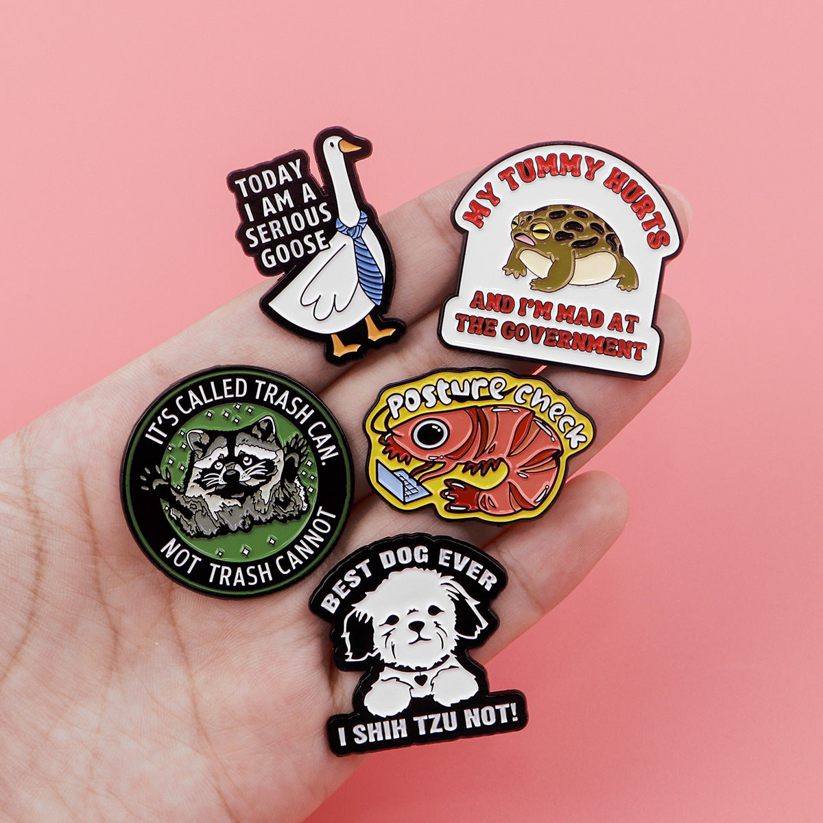 Animal Brooch | Zinc Alloy Dog Raccoon Shrimp Goose Frog