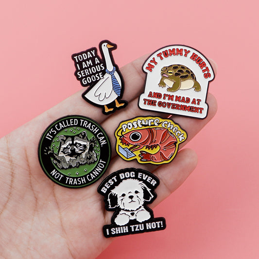 Animal Brooch | Zinc Alloy Dog Raccoon Shrimp Goose Frog