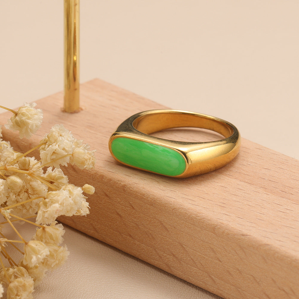 Oil Drip Geometric Titanium Ring | Gold Plated Non-Fading 5 Colours
