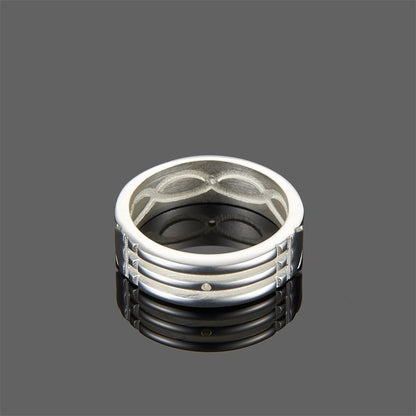 Festive Silver and Gold Ring | Alloy Unisex Geometric Sizes 6–12