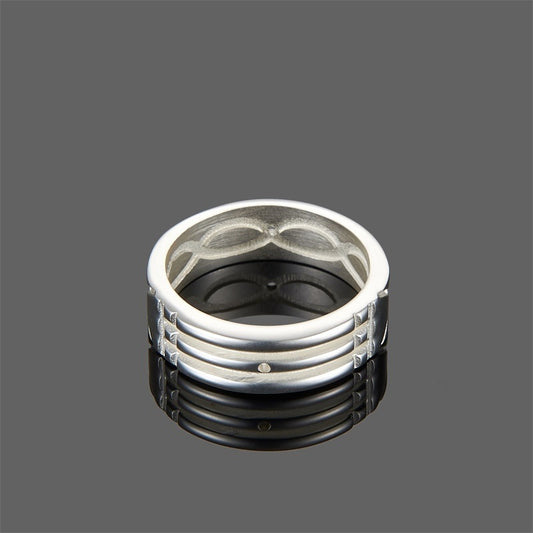 Festive Silver and Gold Ring | Alloy Unisex Geometric Sizes 6–12