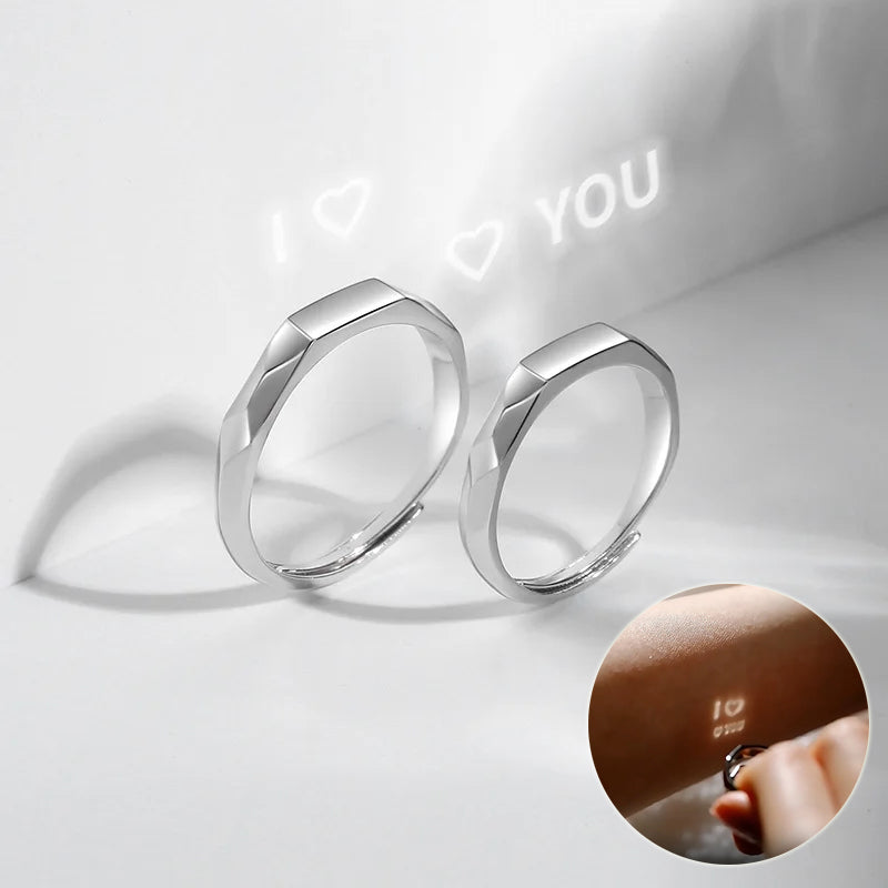 S925 Sterling Silver Hidden Love Pattern Ring | Couple Surprise Ring