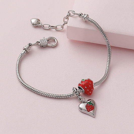 Strawberry Charm Bracelet | Cute Fruit Design for Women