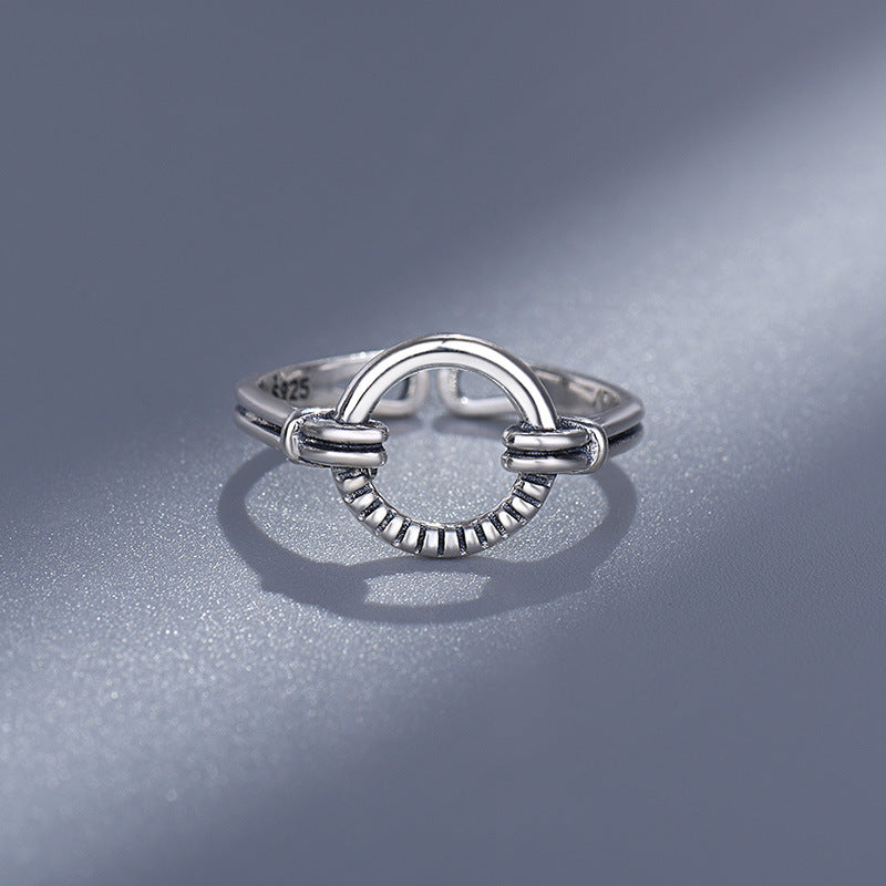 S925 Thai Silver Circle Ring | Adjustable Unisex Geometric