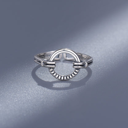 S925 Thai Silver Circle Ring | Adjustable Unisex Geometric