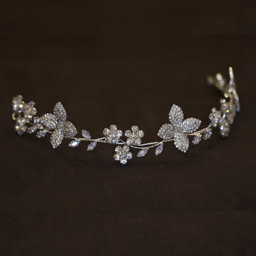 Crystal Zircon Flower Hair Band | Water Diamond Gold Silver 30g