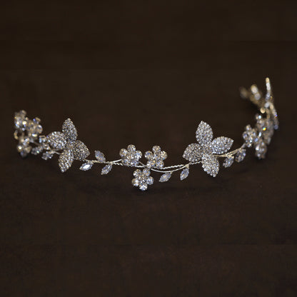Crystal Zircon Flower Hair Band | Water Diamond Gold Silver 30g