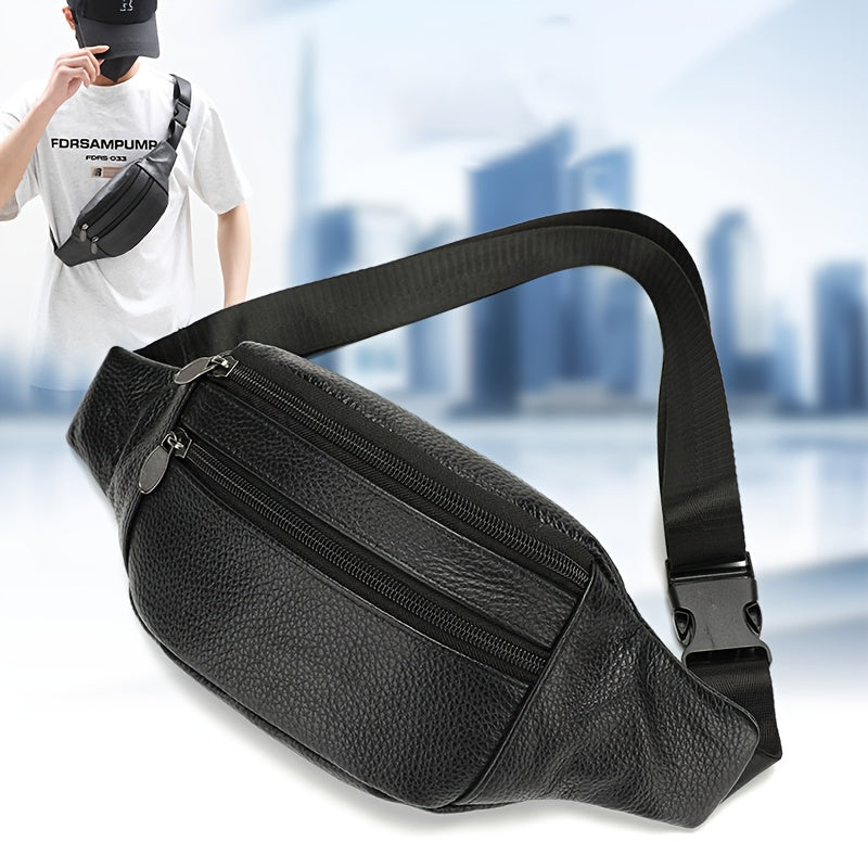 Men's PU Leather Waist & Chest Bag with Phone Pocket