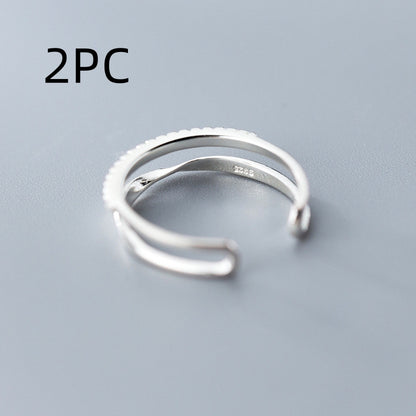 Twisted Double Row Zircon Adjustable Ring for Women