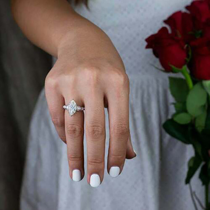 Marquise Zircon Ring for Women | Light Luxury Copper