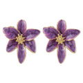Vintage Enamel Flower Stud Earrings | Alloy Oil Drop Purple Green Wine Orange