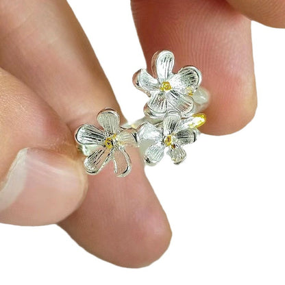 Camellia Open Ring for Women | Adjustable Zinc Alloy