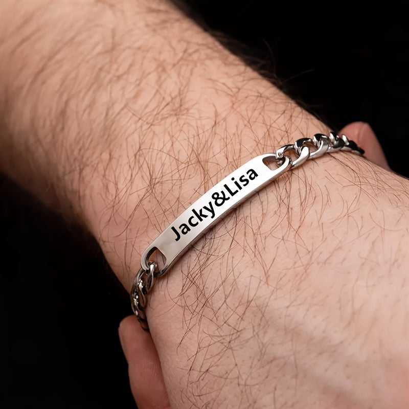 Personalized Engraved ID Chain Bracelet for Men | Anniversary & Birthday Gift